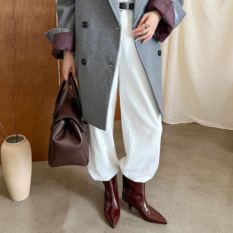 Karin Luna In Stock Spot Goods Minimalist Tube Kitten Heel Short Boots