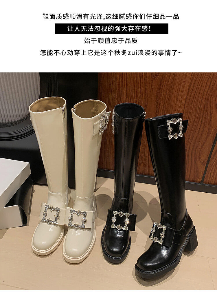 Karin Luna has prepared stock  Custom Large Square Buckle Bowknot Fastener Elegant Long Boots