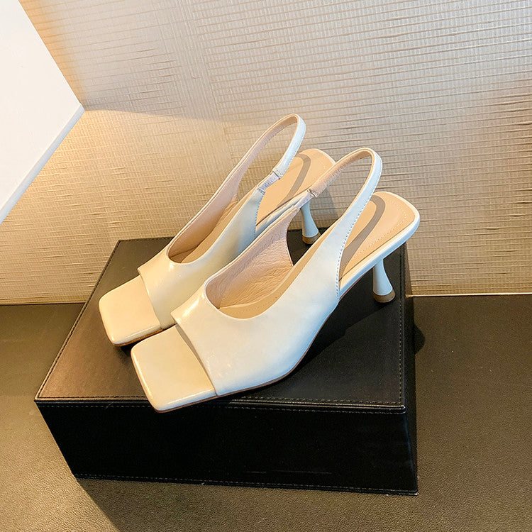Karin Luna Classic Style Square Toe Open Toe French Retro Sandals