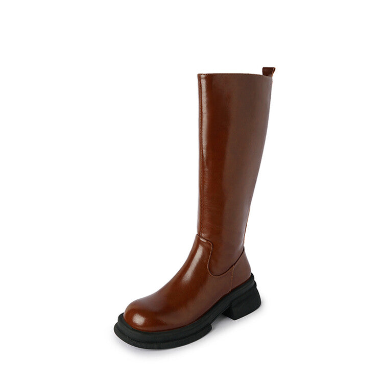 Karin Luna In Stock Spot Goods  Always in stock  Classic Basic Style Round Toe Thick Sole Knight Boots