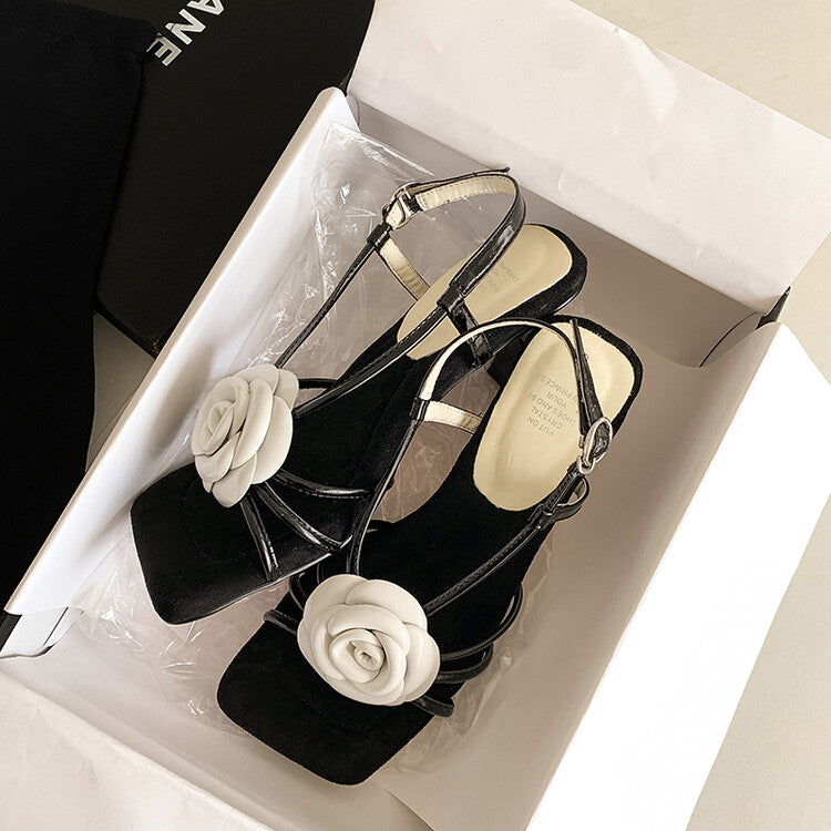 Karin Luna Exquisite Camellia ~French Retro Open-Toe Sandals