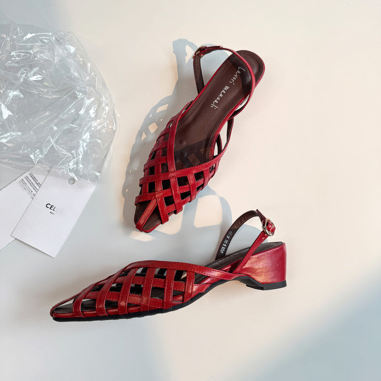 Karin Luna Braided Style ~Cross-woven Pointed Toe Closed-toe Sandals