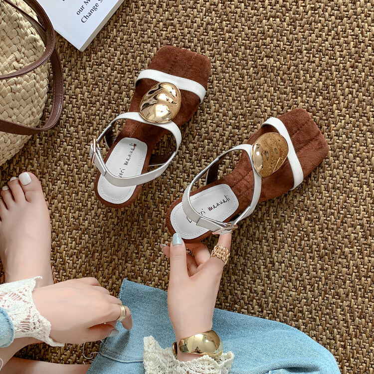 Karin Luna Hot-Selling Fasteners  Irregular Heel Open-Toe Sandals
