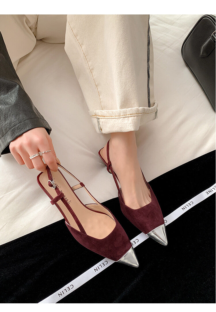 Karin Luna In Stock 24New Year's stock is now available Color Block Pointed Toe Full Leather Sandals