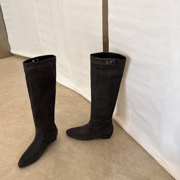 Karin Luna In Stock Spot Goods  Bestselling Suede Leather Sold Out Fast: Pile of Matte Inner Height-Increasing Western Boots