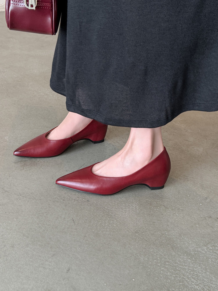 Karin Luna Full Layer Inside and Out~Basic Versatile Retro French Pointed Toe Irregular Heel Single Shoes