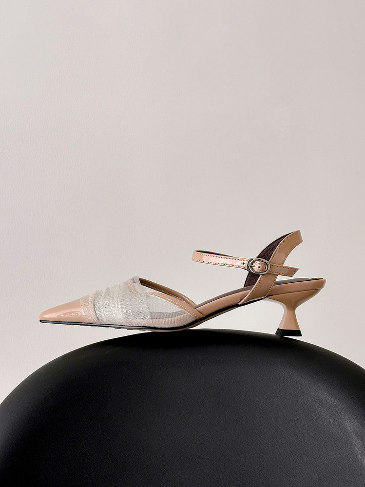 Karin Luna In Stock Spot Goods  Elegant Mesh Pointed Toe Sandals