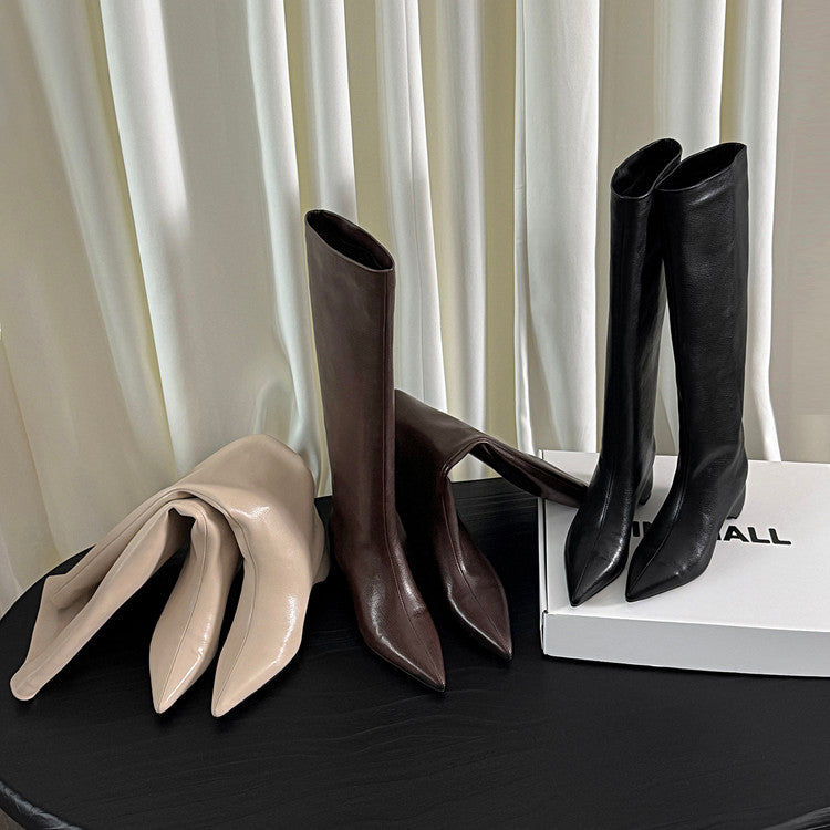Karin Luna Hot-Selling Internal Height Increase Pointed Toe Straight-Leg Hot-Selling Long Boots
