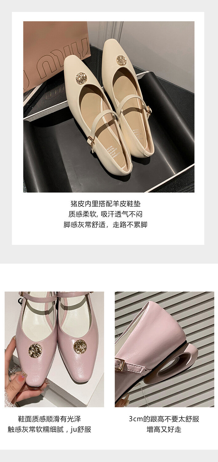 Karin Luna Camellia Story~In stock  Full Leather Shallow Mouth Single Shoes