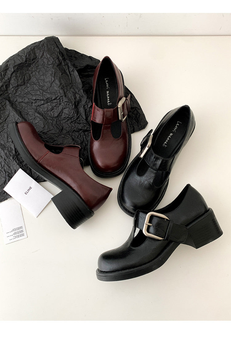 Karin Luna In Stock Spot Goods round Head t Round Toe British Style Single Shoes