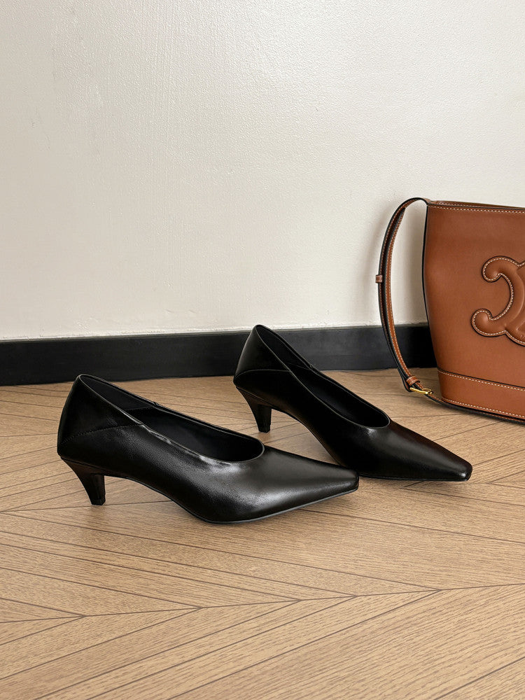 Karin Luna In Stock In Stock ~Basic Versatile French Style Small Square Toe Shallow Mouth Single Shoes