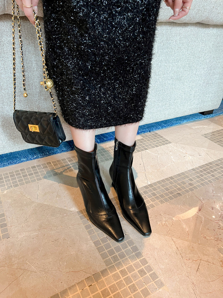 Karin Luna In Stock In Stock Slim Boots Series！Chunky Heel Ankle Boots