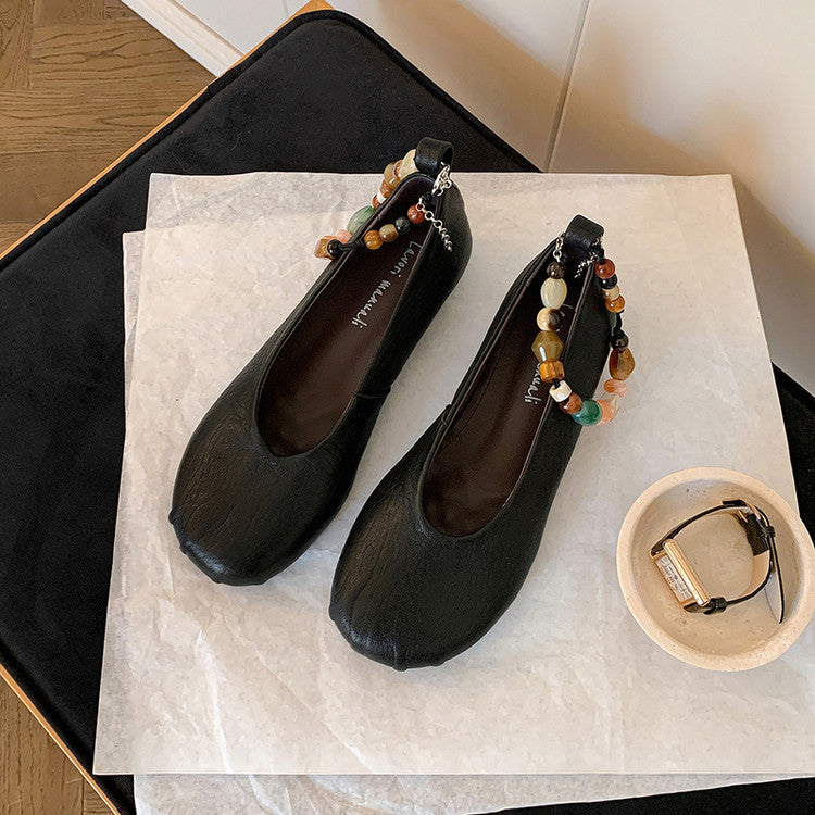Karin Luna Full Layer Inside and Out~Elephant Pattern Round Toe Hidden Wedge Granny Shoes