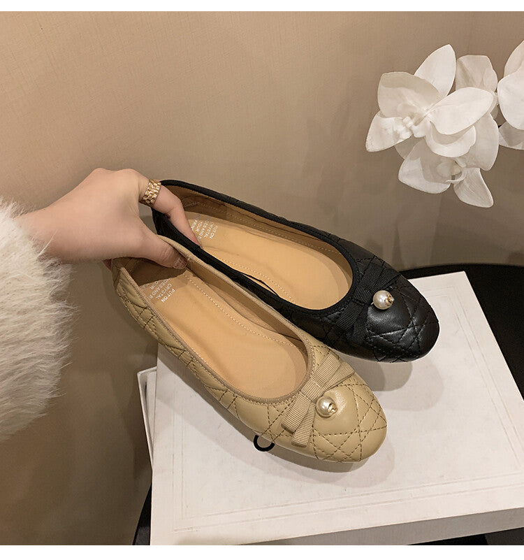 Karin Luna In Stock Spot Goods  Dior's popular retro flat rhombus-pattern granny shoes First Layer Sheepskin Full leather inside and out