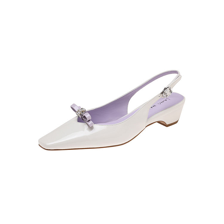 Karin Luna In Stock In Stock Sweet Bowknot Small Square Toe Chunky Heel Closed-toe Elegant Retro Sandals