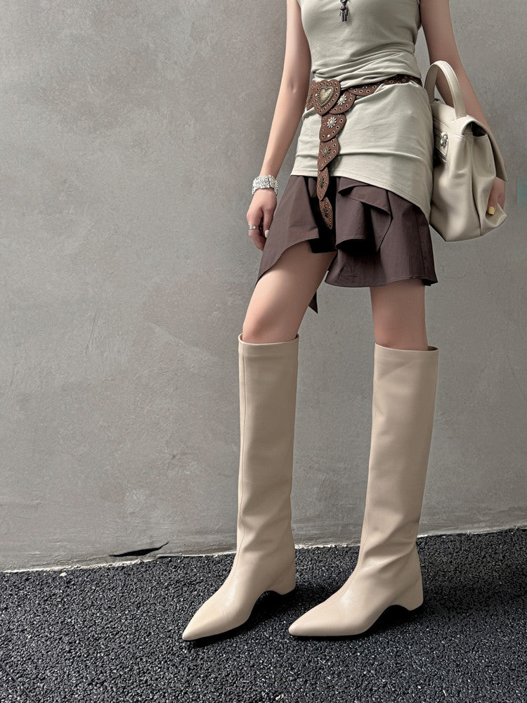 Karin Luna Hot-Selling Internal Height Increase Pointed Toe Straight-Leg Hot-Selling Long Boots