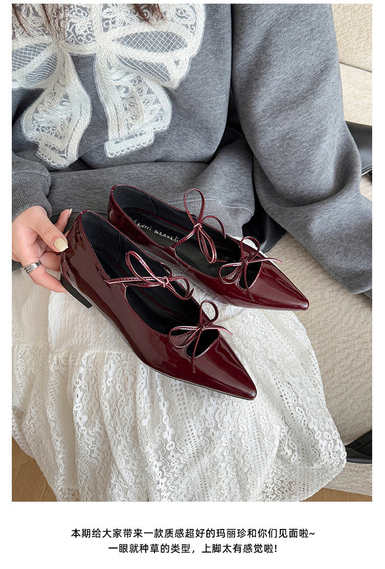 Karin Luna In Stock Spot Goods  Hot-selling Element Bowknot Square Toe Pointed Toe Single Shoes