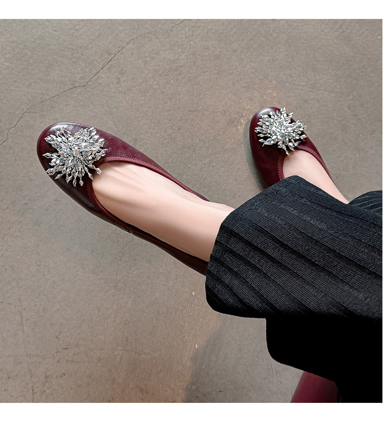 Karin Luna Full Leather Inside and Out~Gorgeous Fireworks Flat Granny Shoes