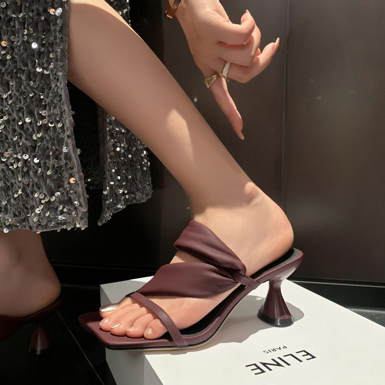 Karin Luna Best-selling in stock Minimalist Style  All-Matching Irregular Ultra-Soft Strap Square Toe High Heels