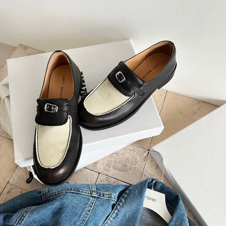 Karin Luna Casual Shoes Series~  In stock Classic color-blocking British style deep-mouth single shoes
