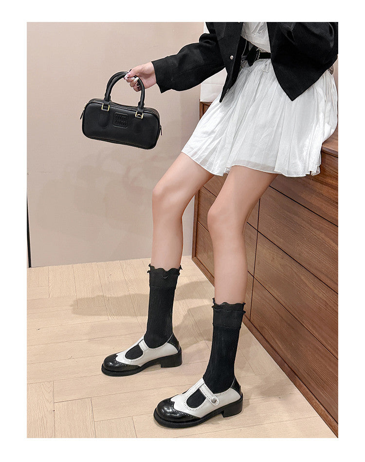 Karin Luna In Stock Spot Goods  Color Matching t Round Toe British Style Single Shoes