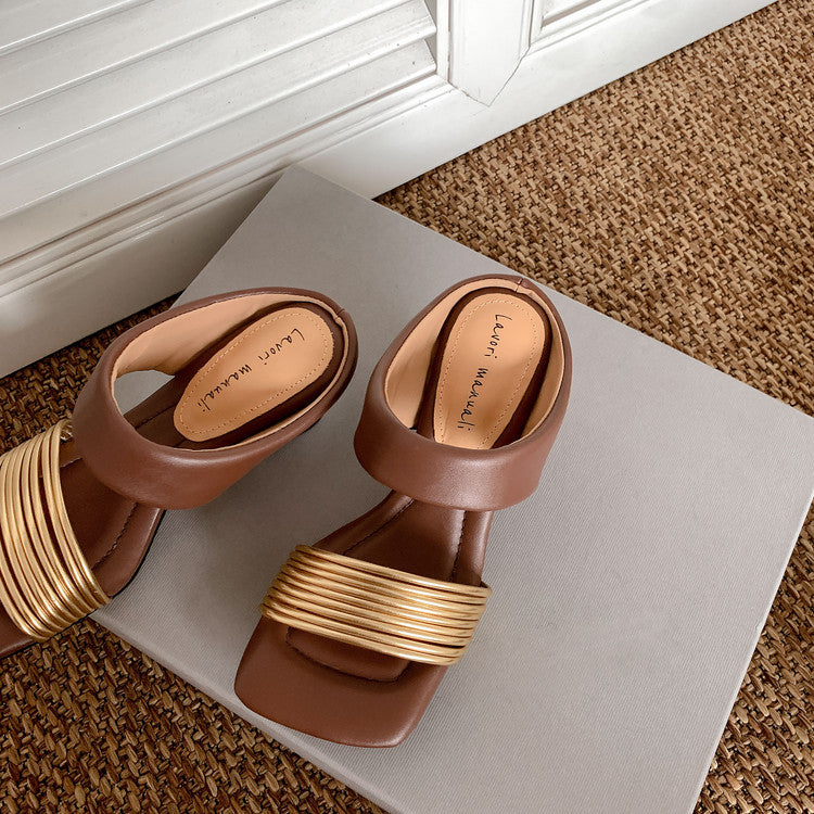 Karin Luna In Stock In Stock Minimalist Style Square-Toed Elegant Slippers