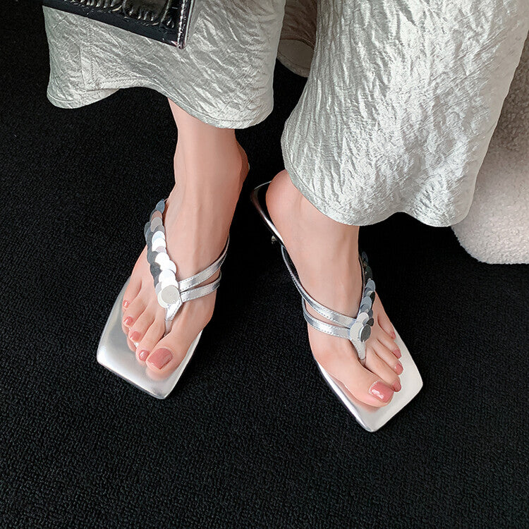 Karin Luna Exquisite Daughter~t Footrest with Rhinestones for a Sofa-like Feel  Sequin Flip-Flops