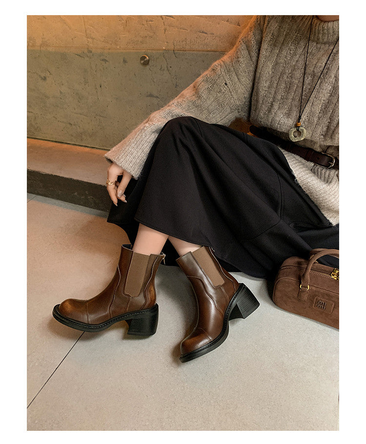 Karin Luna In Stock Spot Goods  Round Toe Stretch Round Toe Chelsea Short Boots