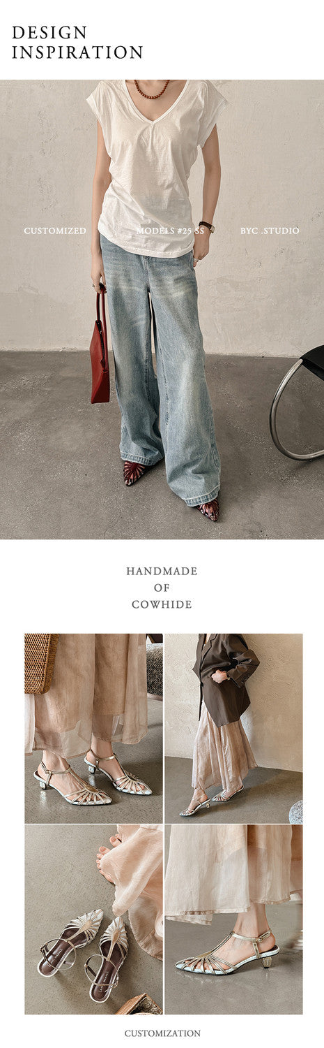 Karin Luna In Stock Spot Goods Open-toe French Style Metal Heel Sandals