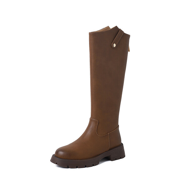 Karin Luna Hot-Selling In Stock   Basic Casual Hot-Selling Round-Toe Long Boots Full Cowhide Leather Long Boots Flat Bottom Hot Sale