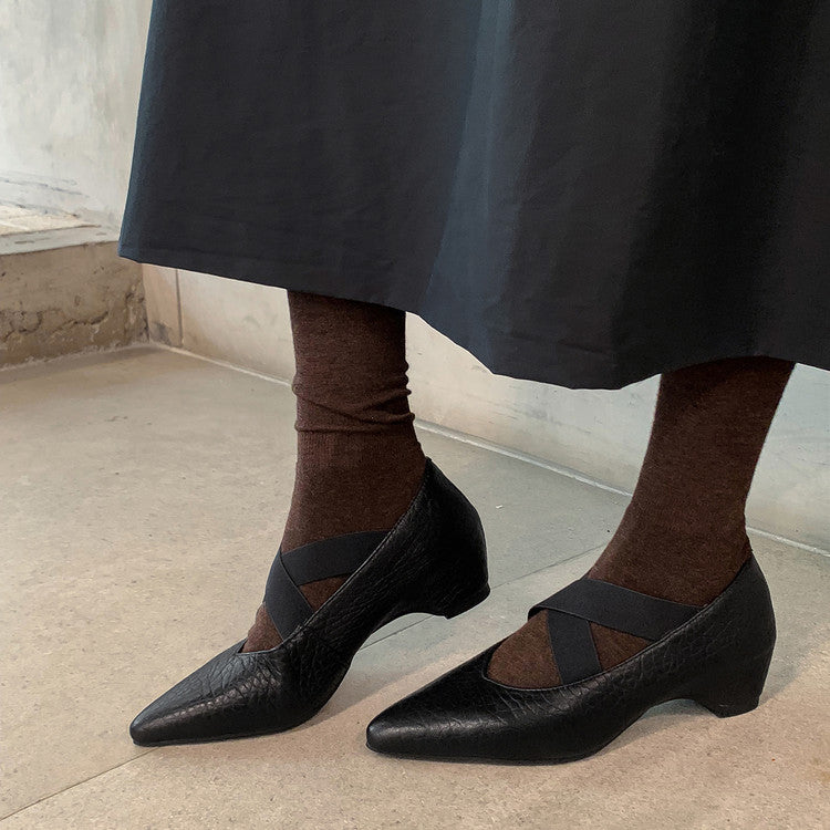 Karin Luna In Stock  Spot Goods  a Large Number of Spot Goods Pointed Toe Cross Strap Hidden Wedge Shoes