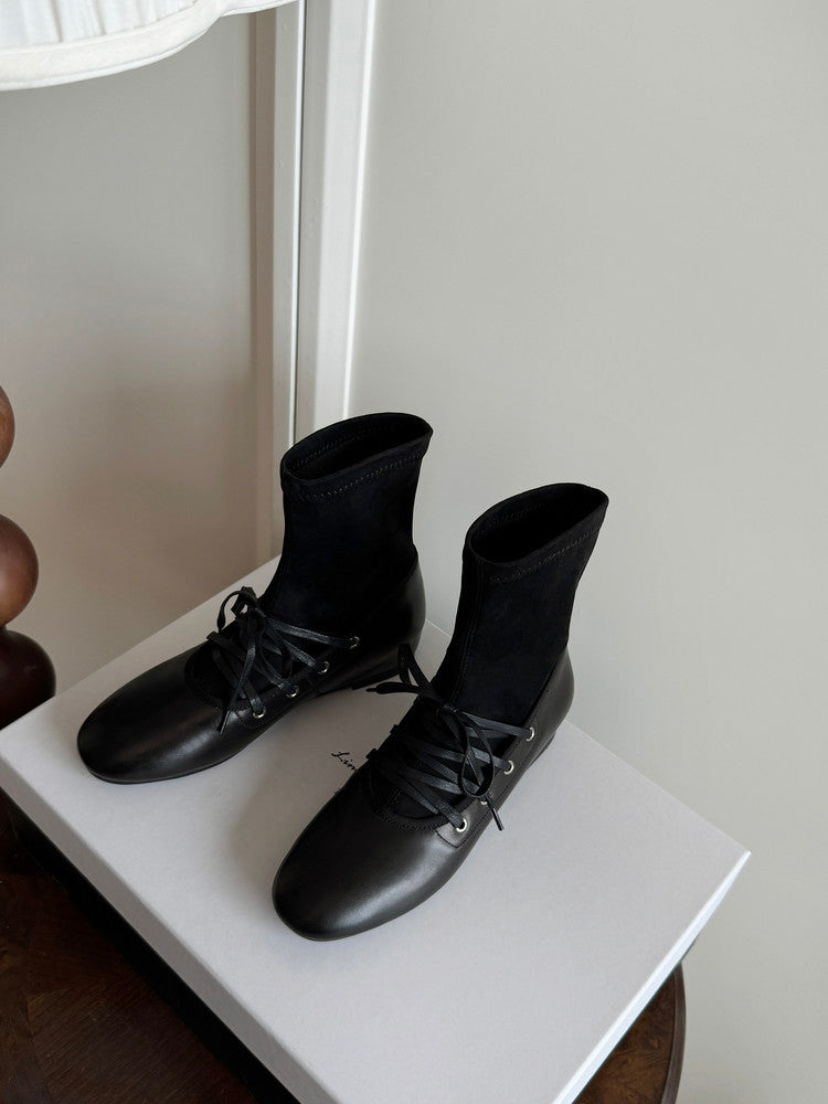 Karin Luna Round Toe Internal Height Increase Lace-up Ankle Boots