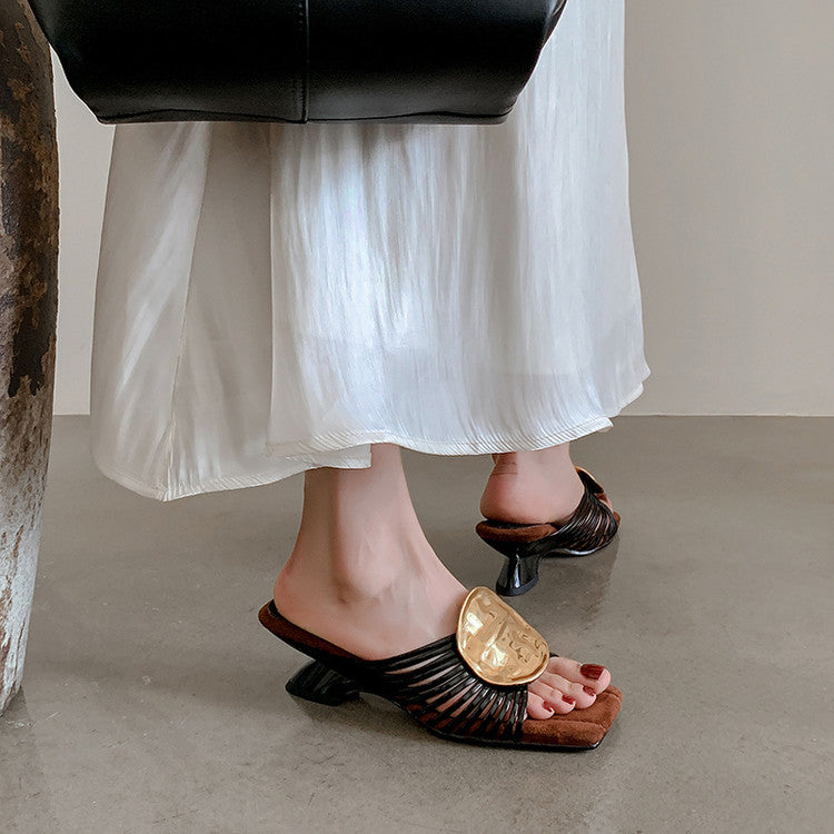 Karin Luna Bestseller Popular New Image  Comes with data plan included Resort Style Irregular Heel Thin Strap Slippers