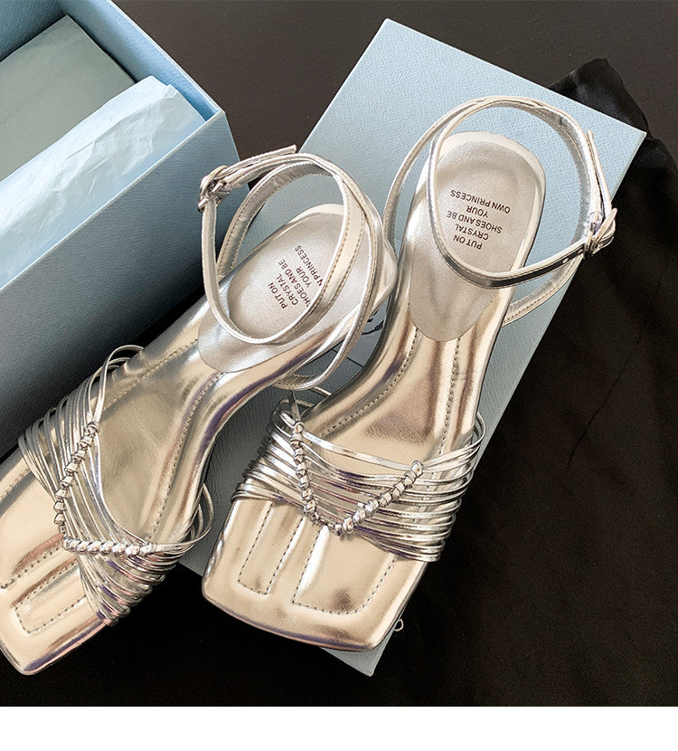 Karin Luna Data Hot Item  Comes with data plan included Hand-woven Square Toe Sofa Insoles Irregular Heel Sandals