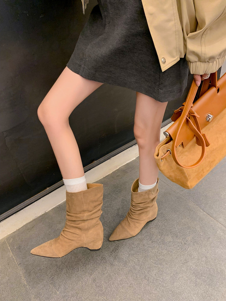 Karin Luna Data Hot Item Pointed Toe Slouchy Matte Western Ankle Boots