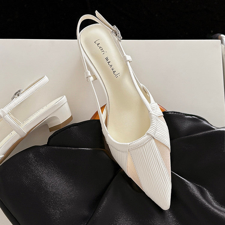 Karin Luna In Stock Spot Goods  Mesh Patchwork Pointed Toe Elegant Closed-Toe Sandals