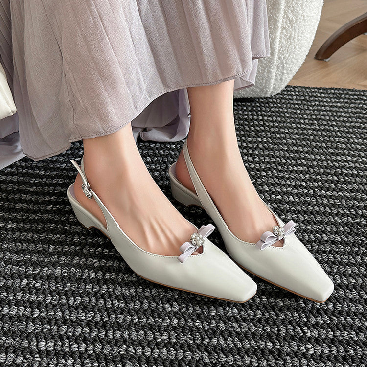 Karin Luna In Stock In Stock Sweet Bowknot Small Square Toe Chunky Heel Closed-toe Elegant Retro Sandals