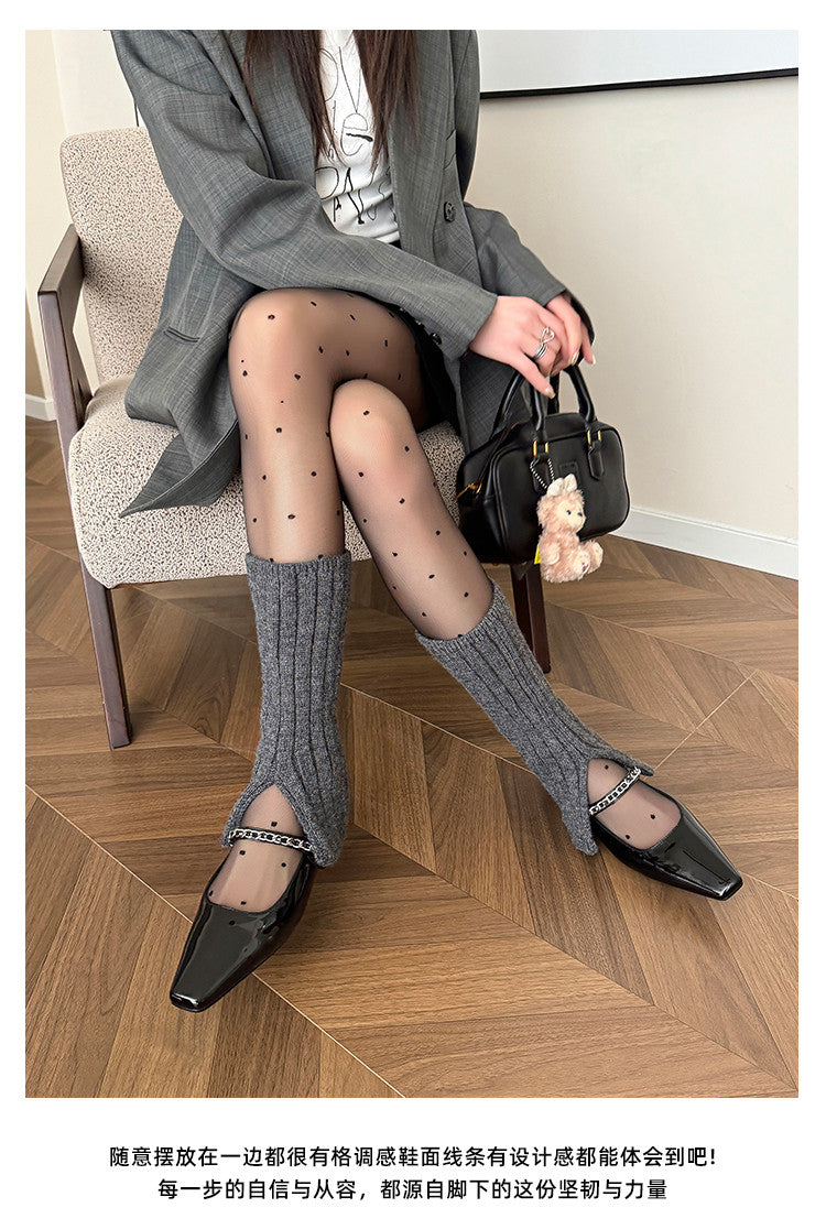 Karin Luna In Stock In Stock ~Metal One-Strap Pearl Small Square Toe Height-Increasing Flats