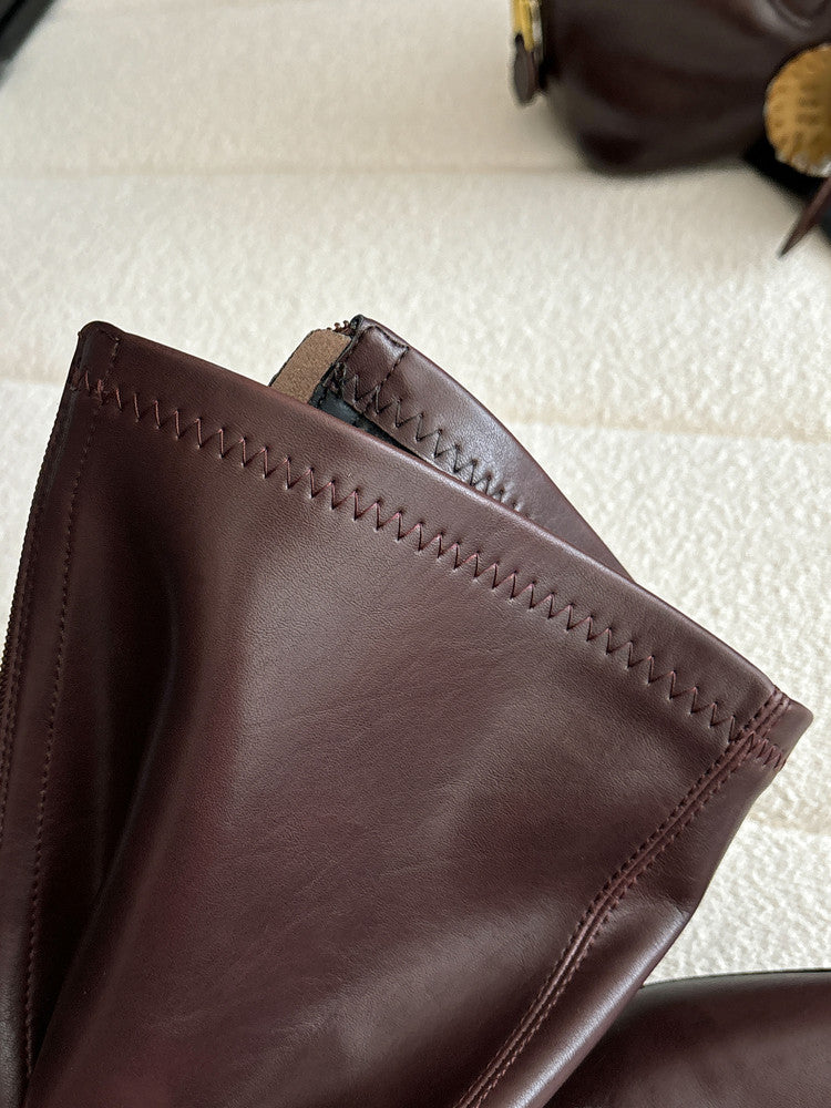 Karin Luna In Stock In Stock  Square Toe Chunky Heel Korean Style Elegant Long Boots