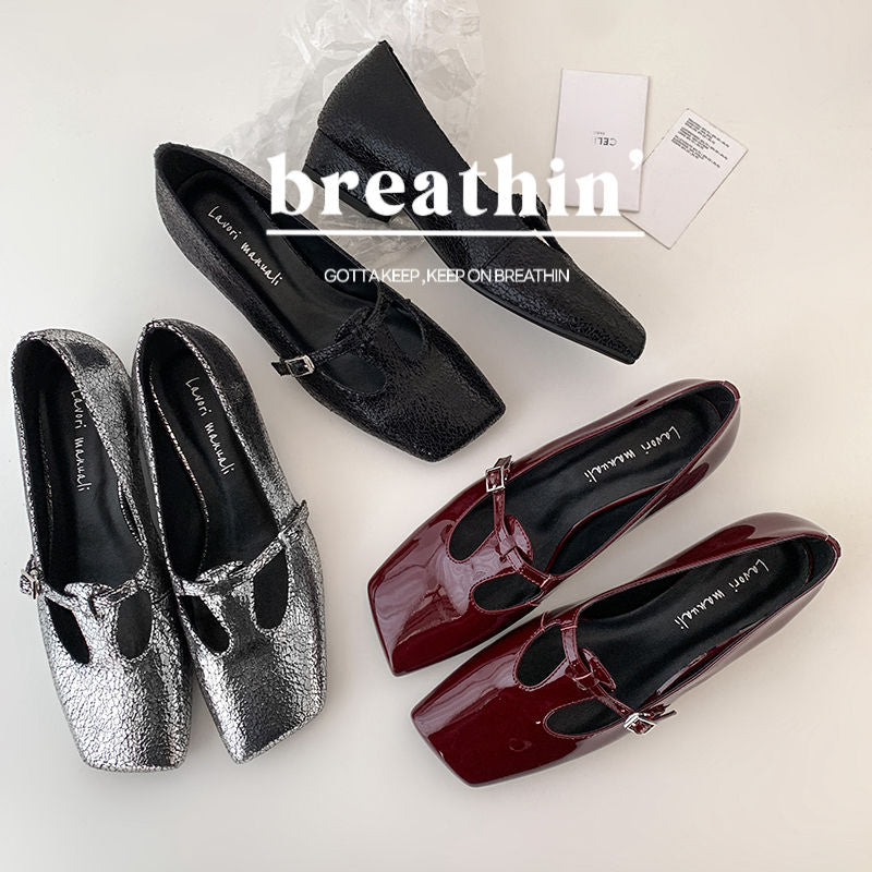 Karin Luna In Stock Spot Goods Vintage T Word Strap Mary Jane Chunky Heel Single Shoes