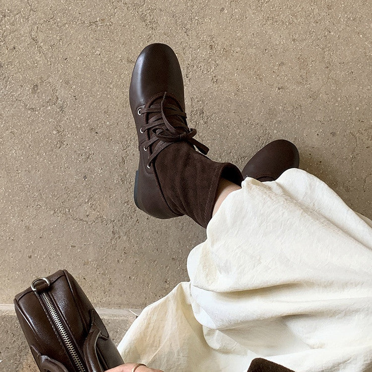 Karin Luna Round Toe Internal Height Increase Lace-up Ankle Boots