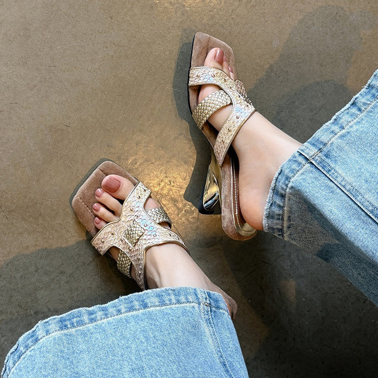 Karin Luna Fish Skin Series~ Hot-selling Square-Toe Slippers with Built-in Traffic