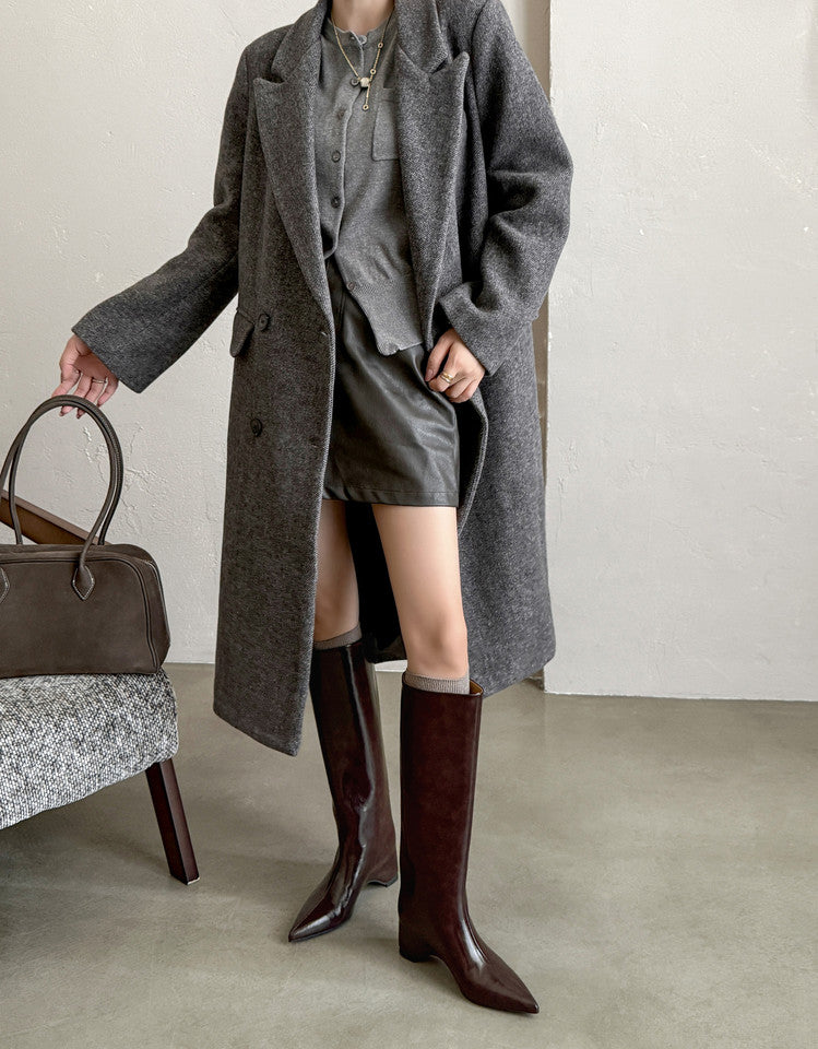 Karin Luna Minimalist Style High Tube Pointed Toe Hidden Heel Boots