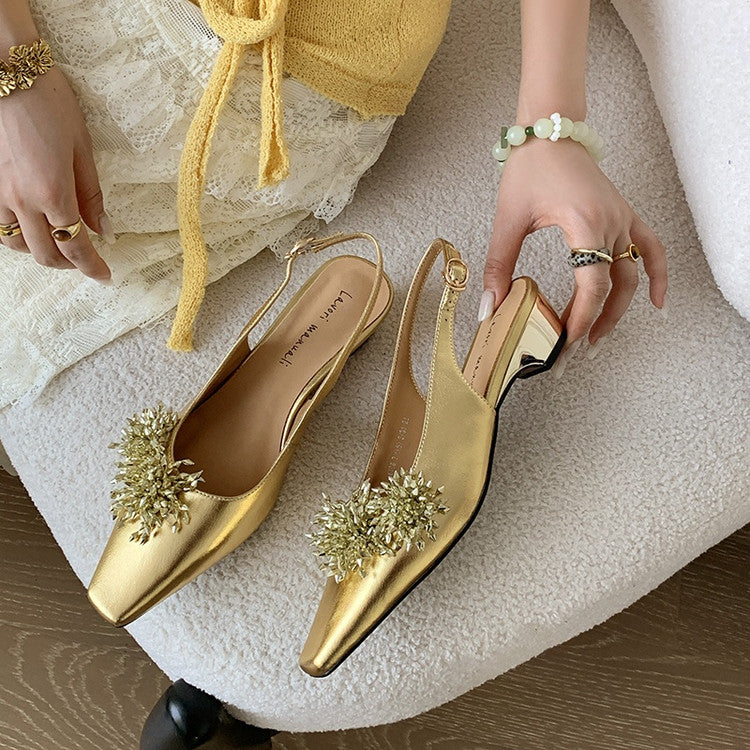 Karin Luna Brilliant Fireworks~Elegant Square-Toed Closed-Toe Chunky Heel Sandals