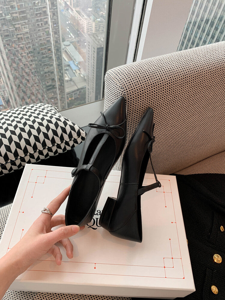 Karin Luna is a perfect Korean drama heroine~French Retro Style Full leather inside and out Pointed Bowknot