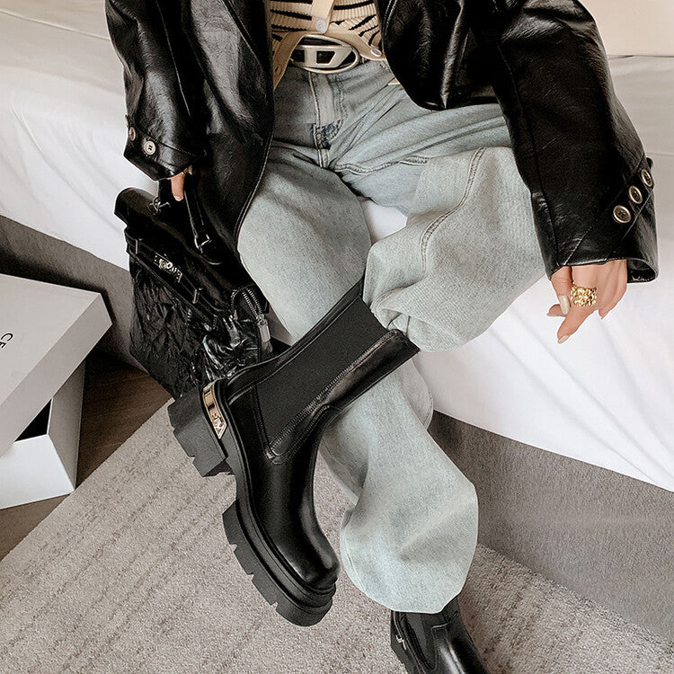Karin Luna da Brand Series~Rear Metal Decoration Thick Sole Stretch Boots