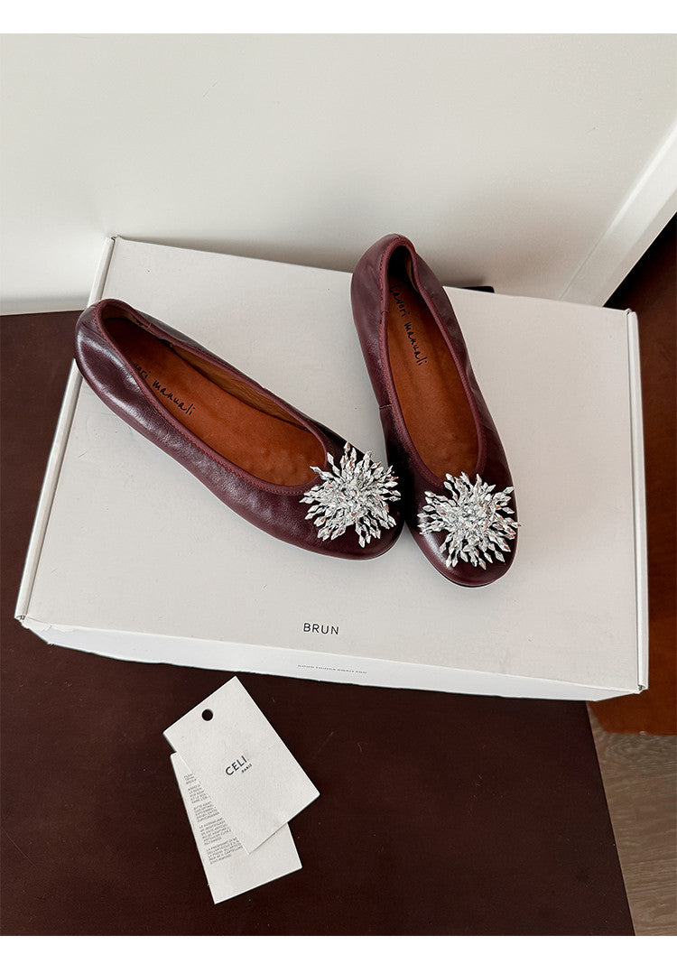 Karin Luna Full Leather Inside and Out~Gorgeous Fireworks Flat Granny Shoes