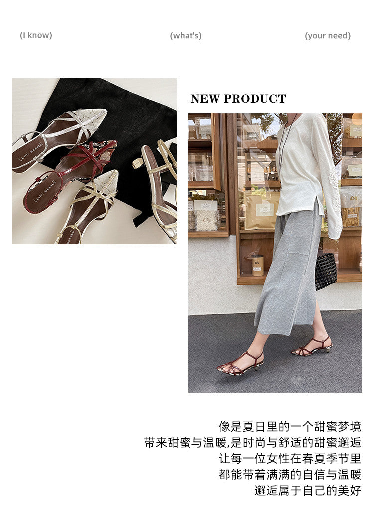 Karin Luna In Stock Spot Goods  French-style Hollow-out Thin Strap Sandals