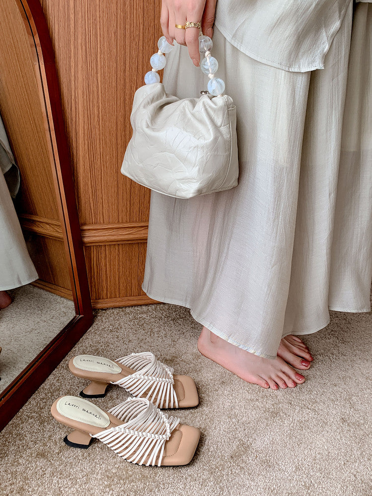 Karin Luna Bestseller Woven Vacation Style Series~ Elegant High Heel Slippers