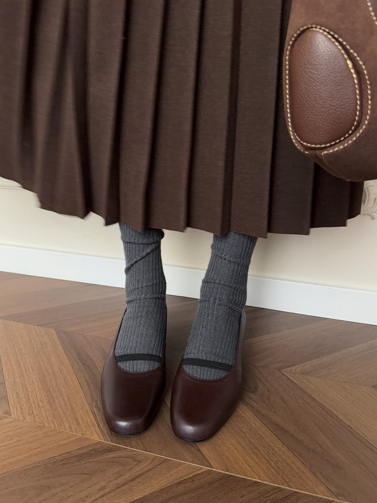 Karin Luna In Stock Spot Goods    Retro Elastic Band Chunky Heel Single Shoes